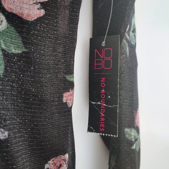 New 2-piece No boundaries black floral sheer lined top with metallic shimmer(XS) - Picture 3 of 9